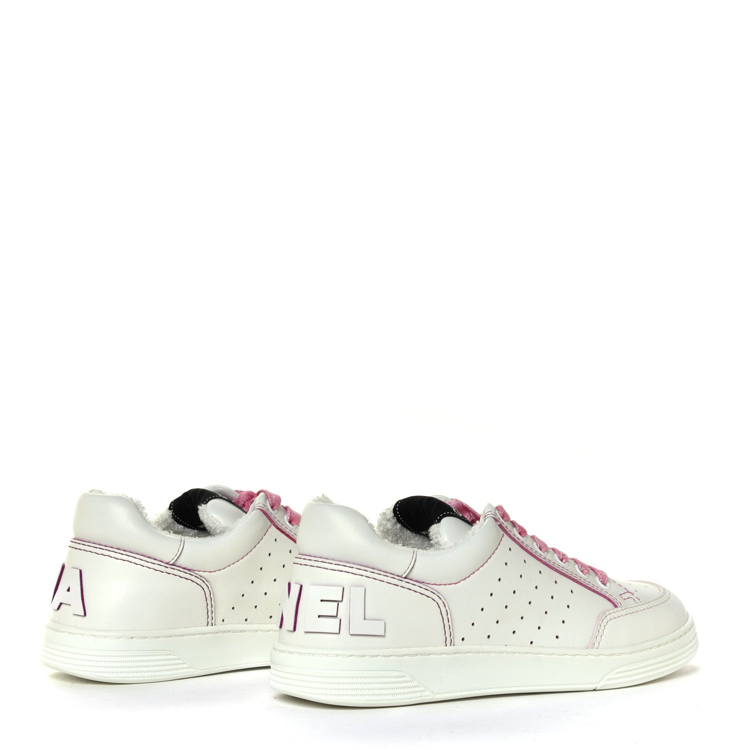 Chanel Calfskin Womens Logo Sneakers 38.5 White Pink 5 of 14