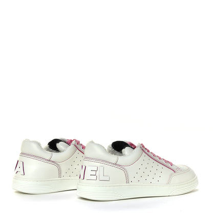Chanel Calfskin Womens Logo Sneakers 38.5 White Pink 5 of 14