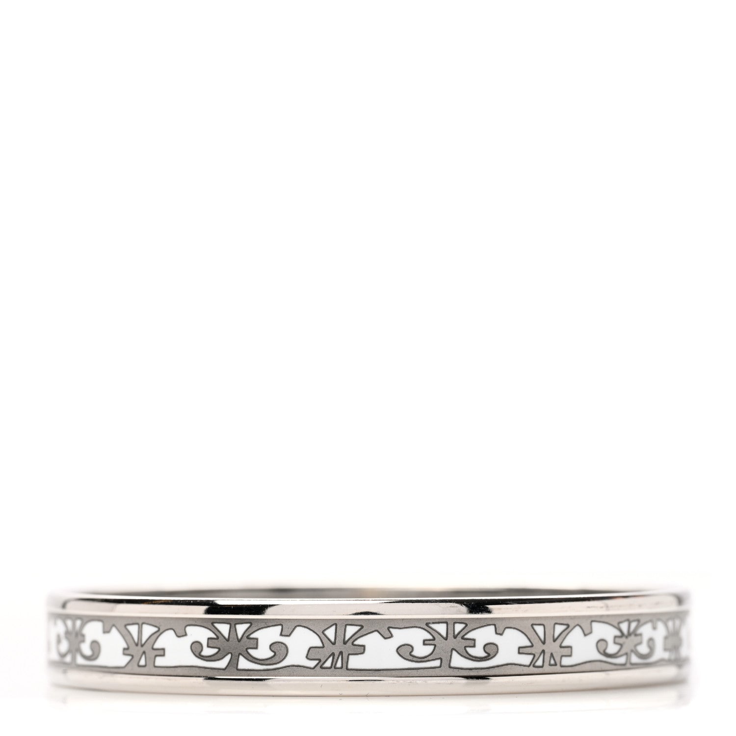 Hermes Enamel Printed Narrow Balcons Du Guadalquivir Bracelet 65 Platine 2 of 4
