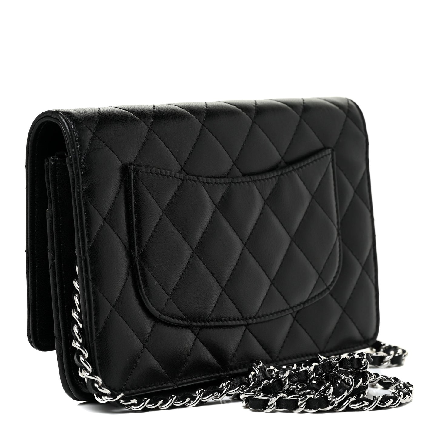 Lambskin Quilted Wallet On Chain WOC Black