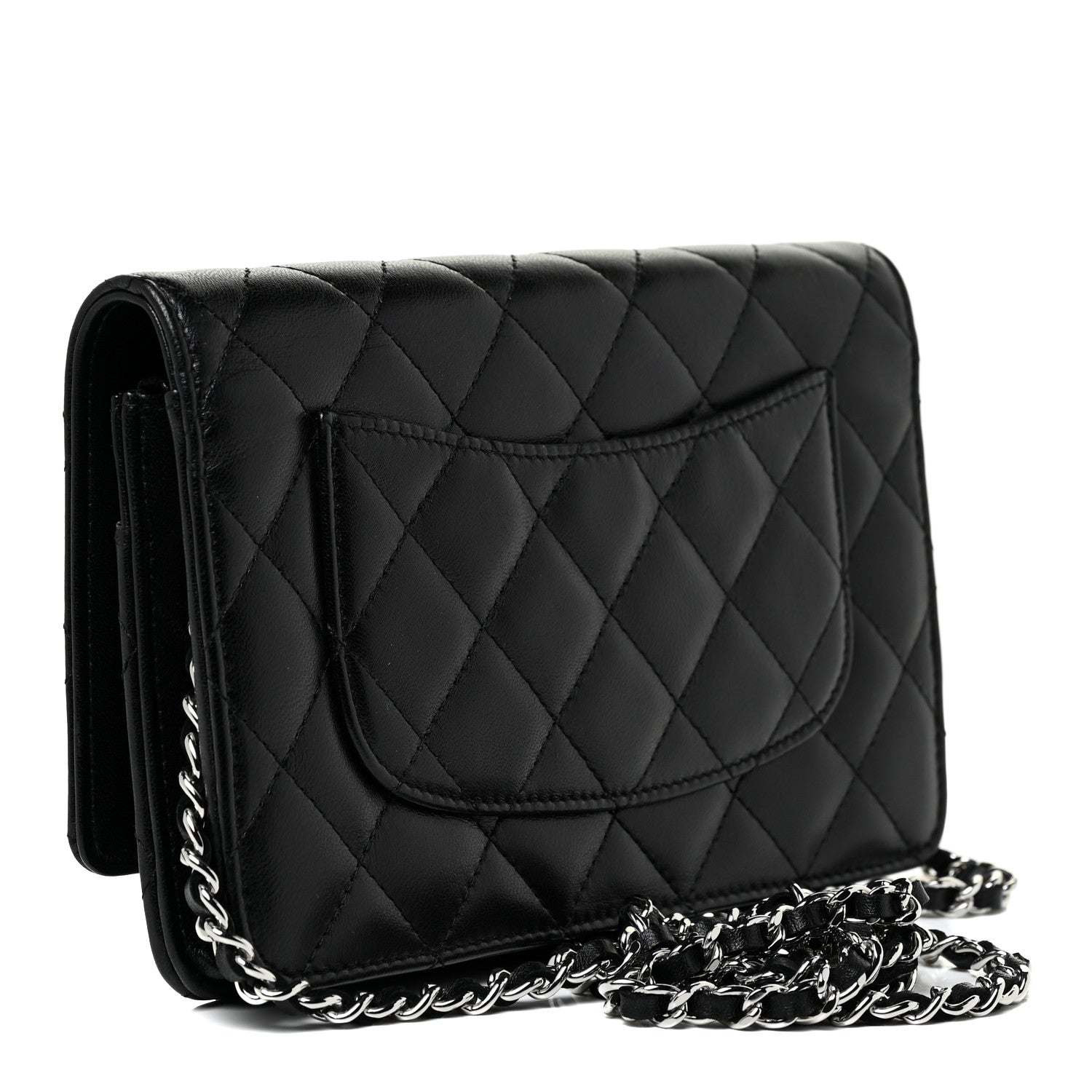 Chanel Lambskin Quilted Wallet On Chain WOC Black 3 of 13