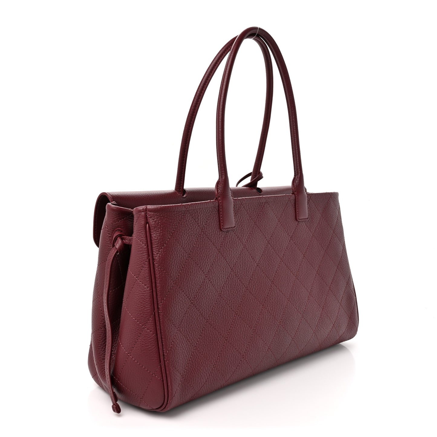 Grained Calfskin Stitched Urban Essentials Shopping Bag Dark Burgundy
