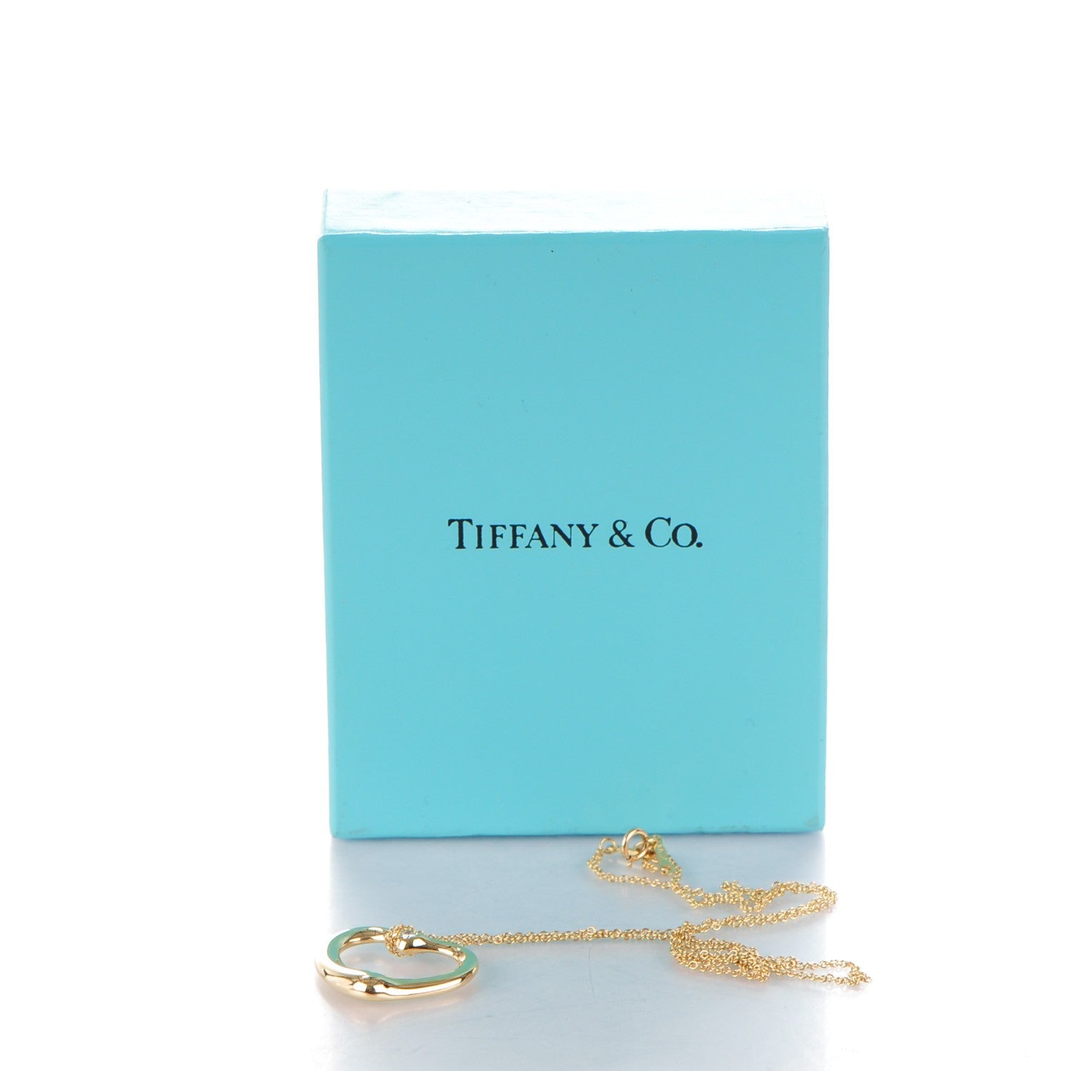 Tiffany 18K Yellow Gold Diamond Large Elsa Peretti Open Heart Pendant Necklace 8 of 8