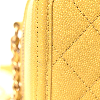 Chanel Caviar Quilted Small CC Filigree Vanity Case Yellow 12 of 13