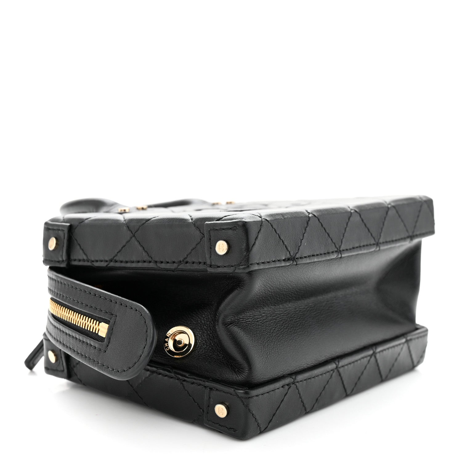 Chanel Calfskin Quilted Small Studded Square Vanity Case Black 4 of 10