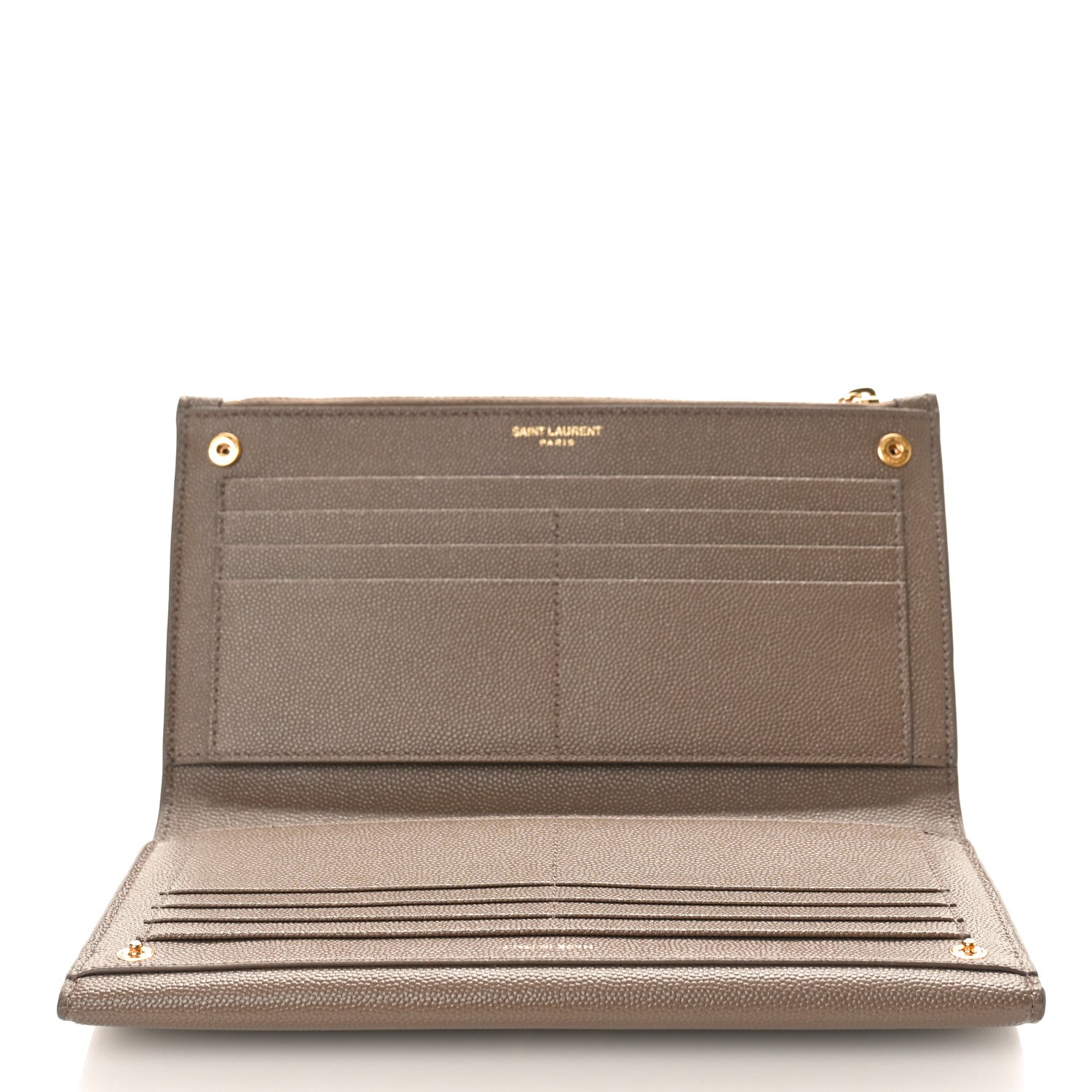 Saint Laurent Grain De Poudre Monogram Uptown Wallet Dark Beige 5 of 9
