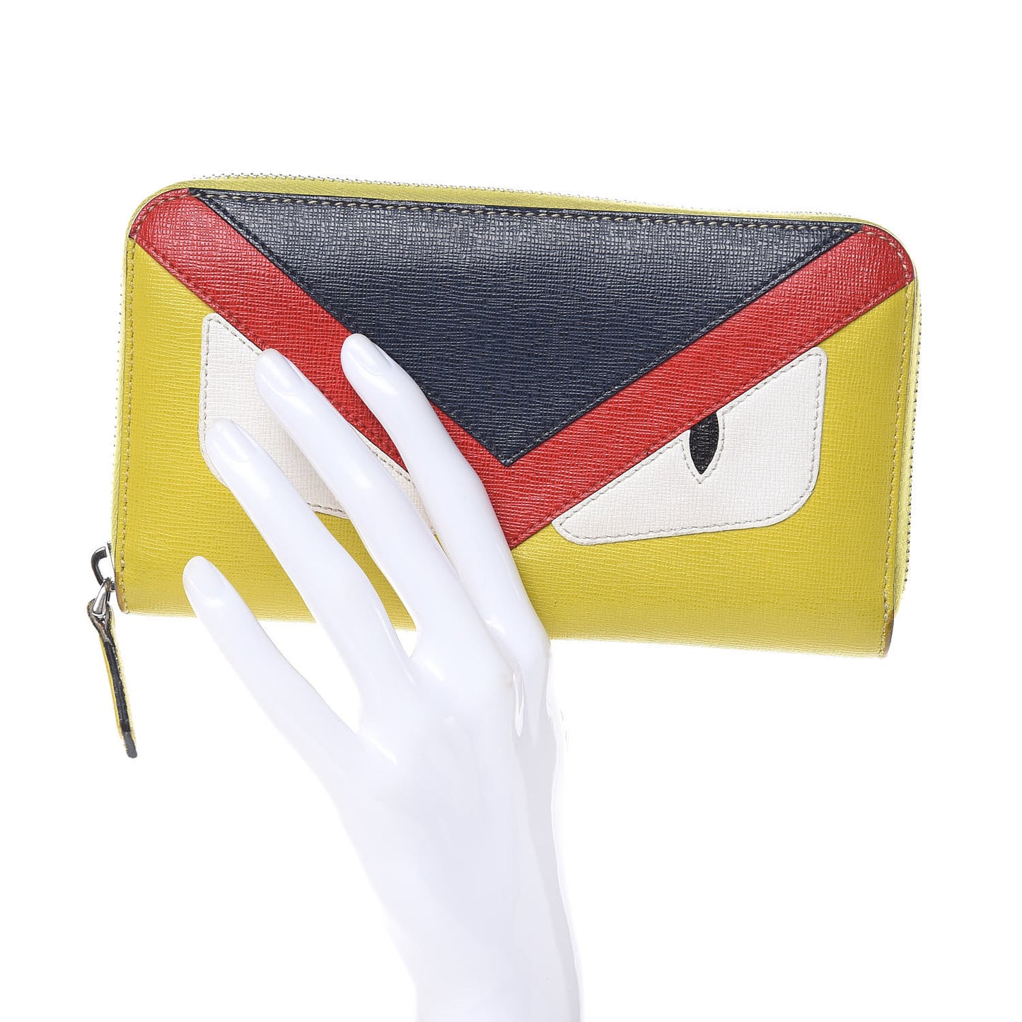 Vitello Elite Monster Eyes Inlay Bi-Color Zip Around Wallet Cedro Rosso Multicolor