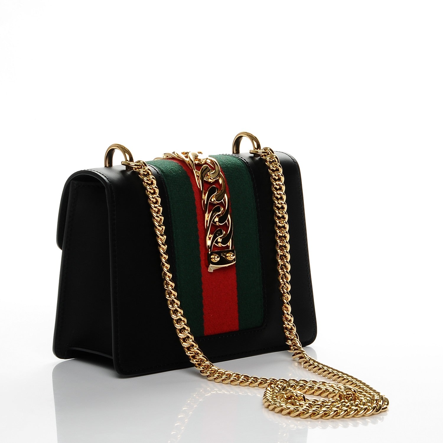 Gucci Calfskin Mini Sylvie Chain Shoulder Bag Black 3 of 6