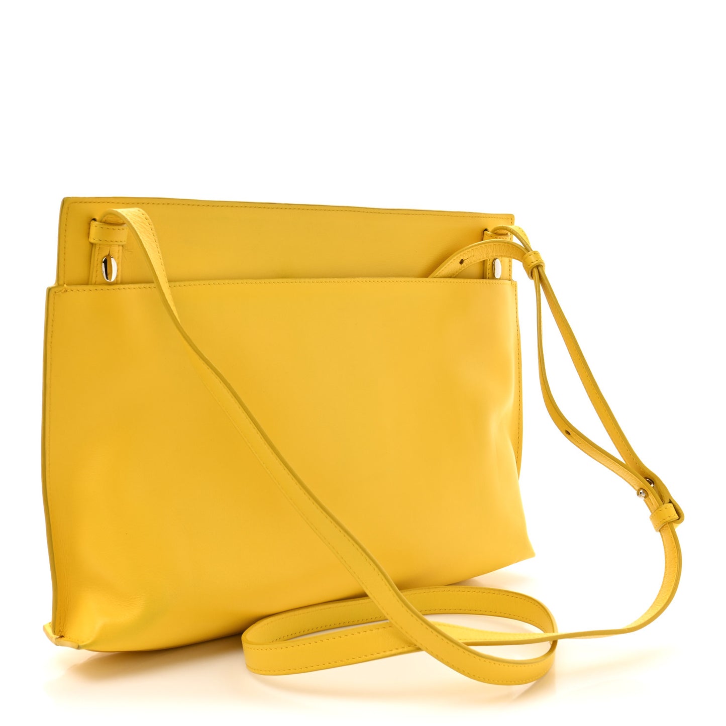 Calfskin Embossed Large Double Amarillo Pouch Yellow