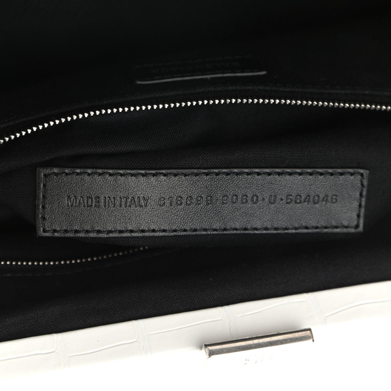 Balenciaga Shiny Supple Calfskin Logo Crocodile Embossed XL Cloud Clutch White 7 of 12