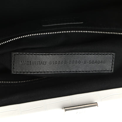 Balenciaga Shiny Supple Calfskin Logo Crocodile Embossed XL Cloud Clutch White 7 of 12