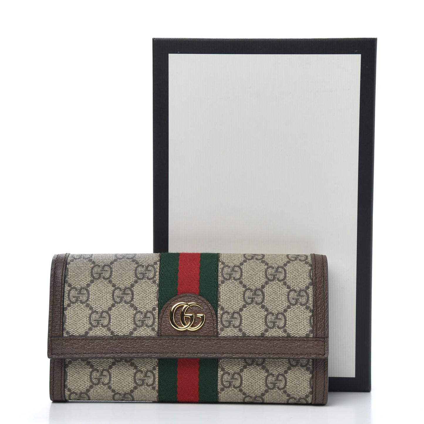 GG Supreme Monogram Web Ophidia Continental Wallet Brown