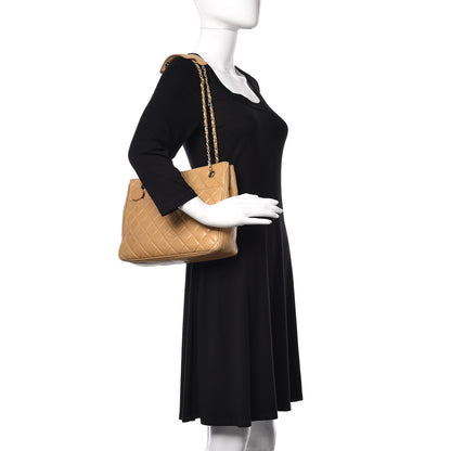 Chanel Lambskin Quilted Tote Beige 2 of 30