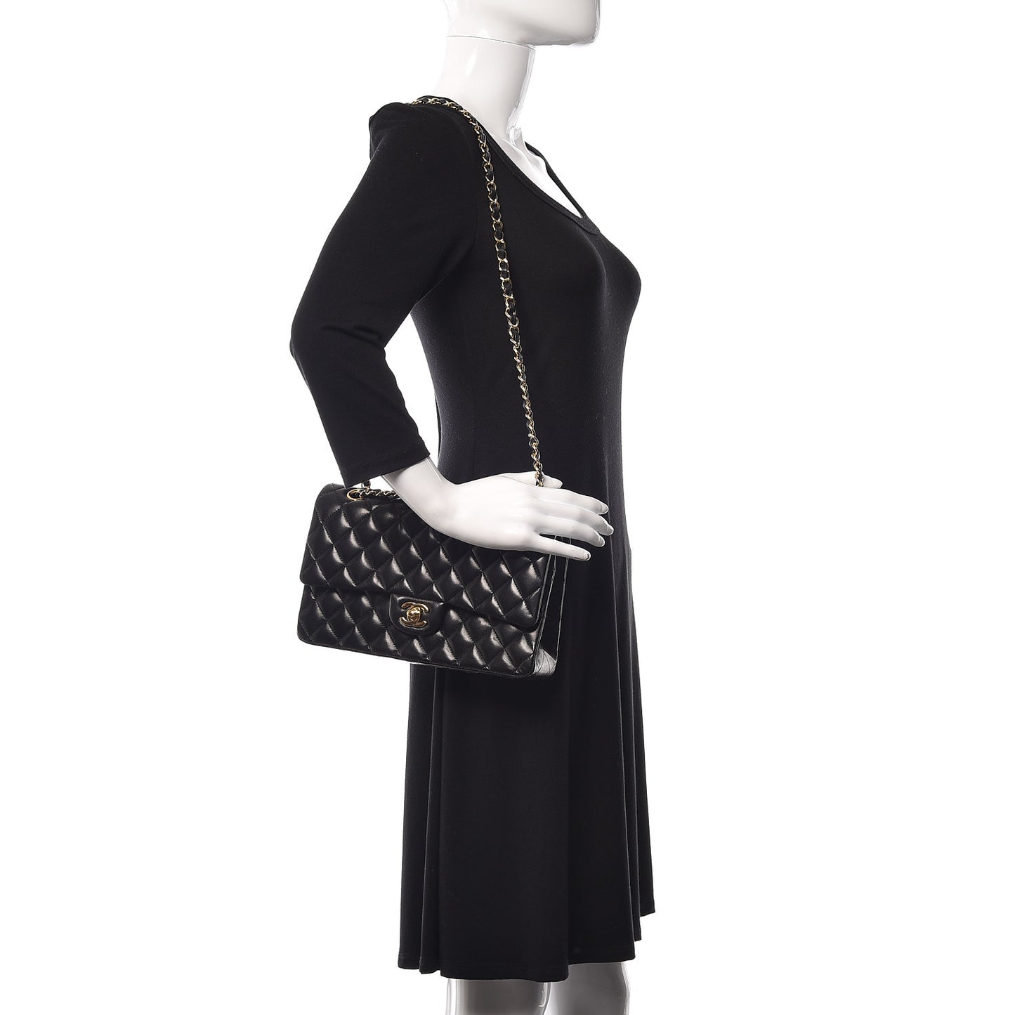 Lambskin Quilted Medium Double Flap Black