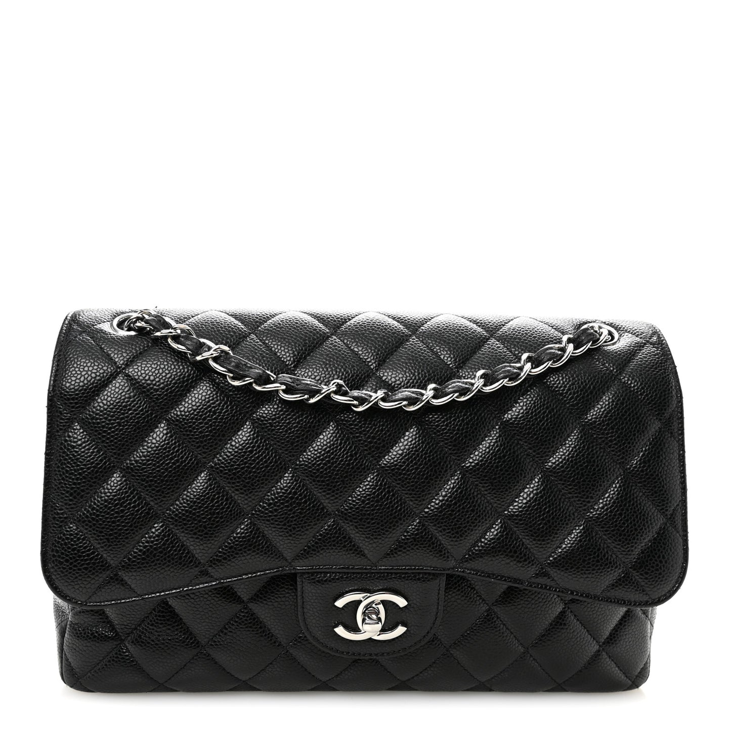 Caviar Quilted Jumbo Double Flap Black
