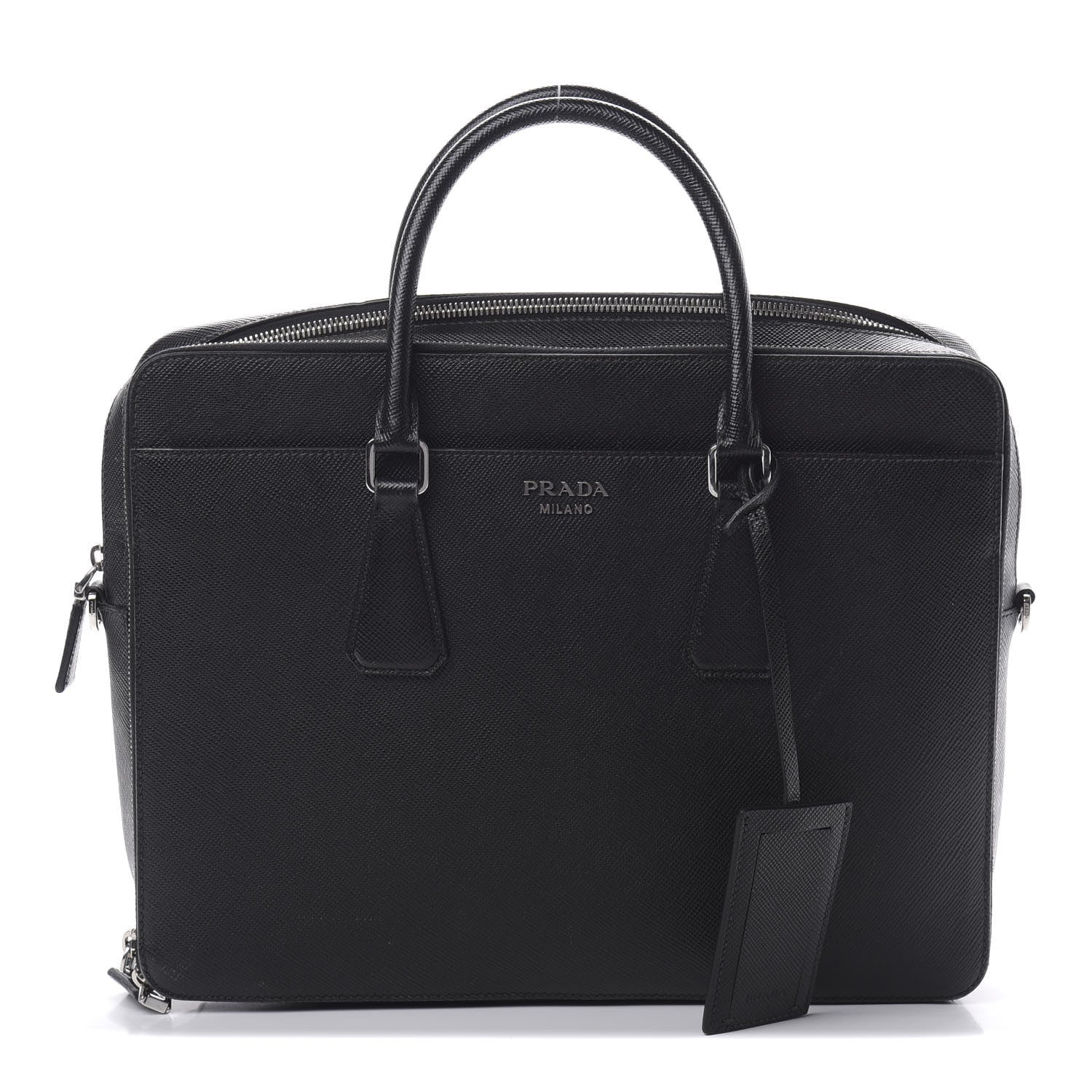 Prada Saffiano Cuir Briefcase Black 1 of 17