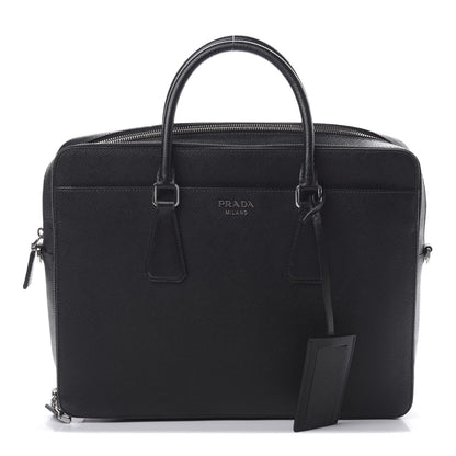 Prada Saffiano Cuir Briefcase Black 1 of 17