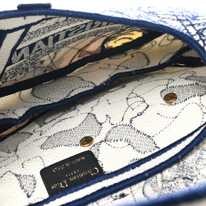 Christian Dior Canvas Embroidered Around the World Saddle Bag Blue 5 of 10