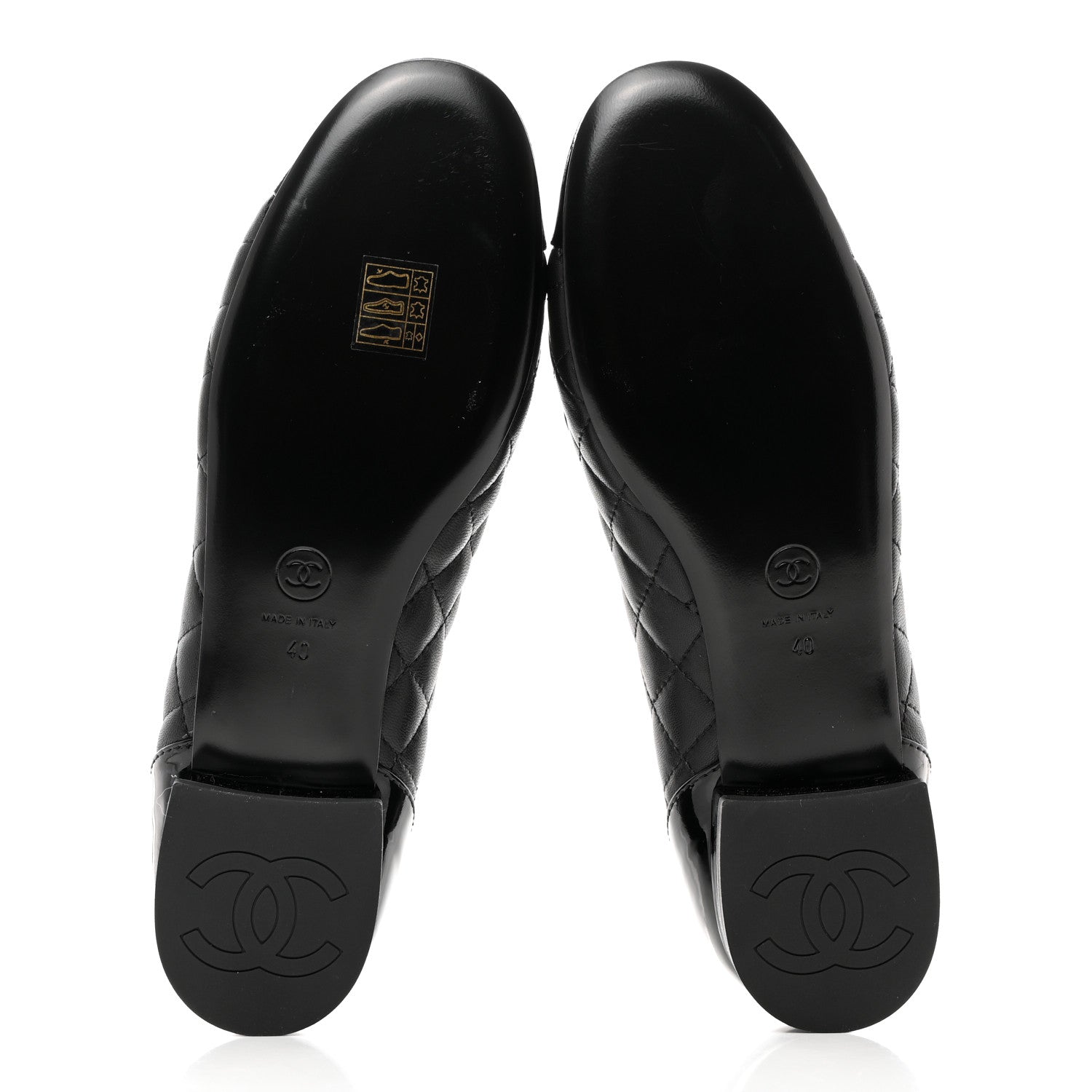 Chanel Lambskin Quilted Patent Calfskin Cap Toe CC Loafers 40 Black 5 of 9