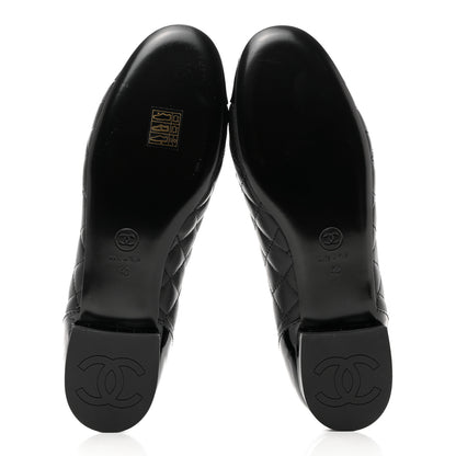 Chanel Lambskin Quilted Patent Calfskin Cap Toe CC Loafers 40 Black 5 of 9