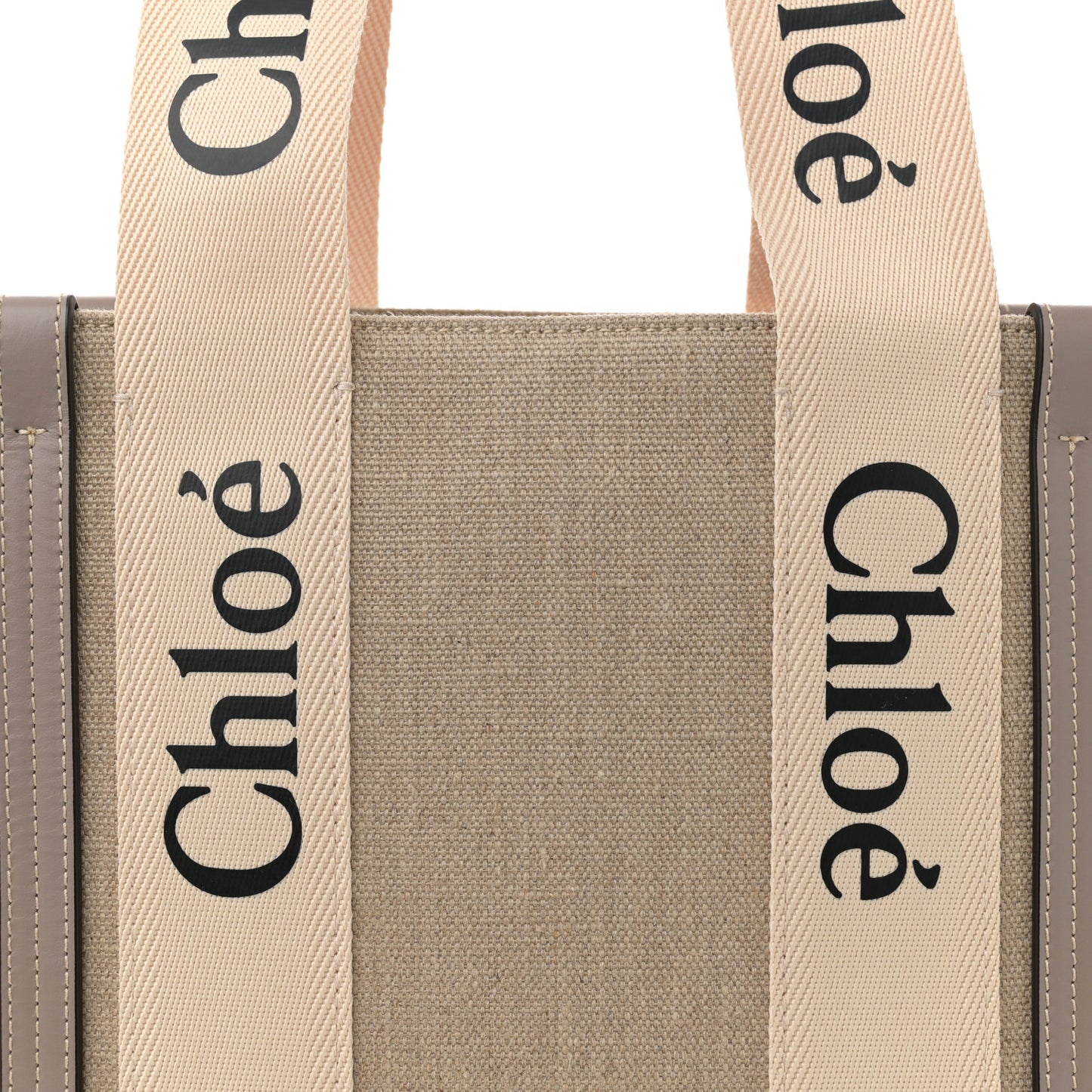 Cotton Calfskin Medium Woody Ribbon Tote Musk Grey