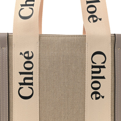 Chloe Cotton Calfskin Medium Woody Ribbon Tote Musk Grey 7 of 9