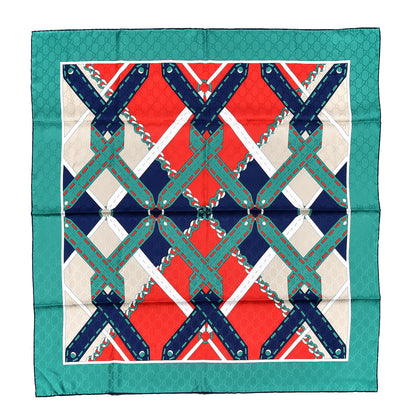 Gucci Silk Chain Argyle Square Scarf Flame Dark Green 1 of 4