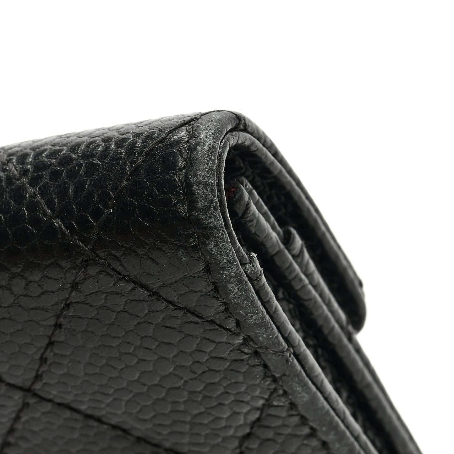 Caviar Quilted Flap Card Holder Black
