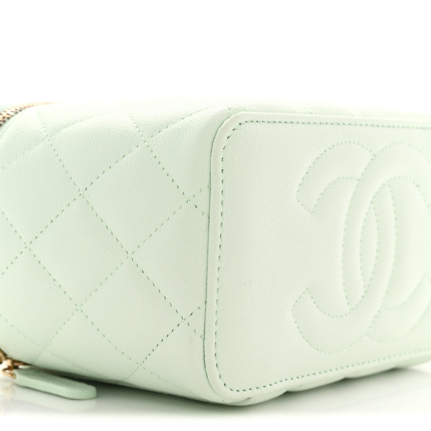 Chanel Caviar Quilted Small Vanity Case With Chain Light Green 9 of 11