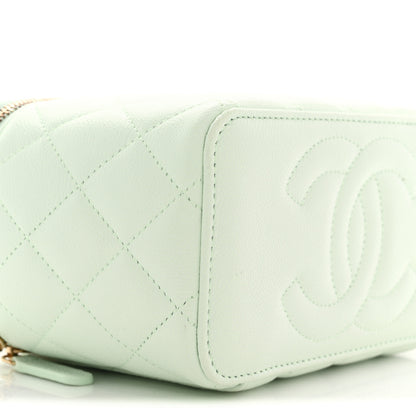 Chanel Caviar Quilted Small Vanity Case With Chain Light Green 9 of 11
