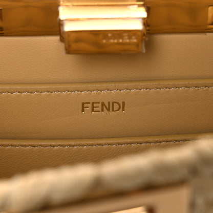 Fendi Raffia Embroidered Vitello King Shiny Nappa Intreccio Small Peekaboo I SEE U Satchel Sahara 6 of 11