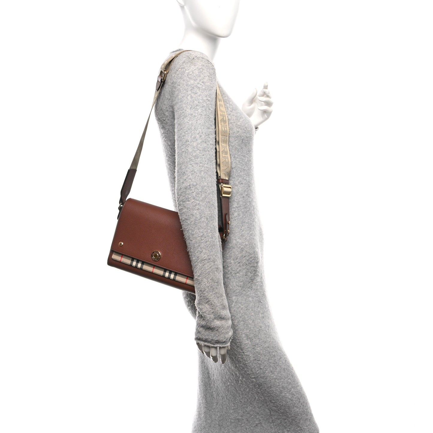 Calfskin Vintage Check Note Crossbody Bag Tan