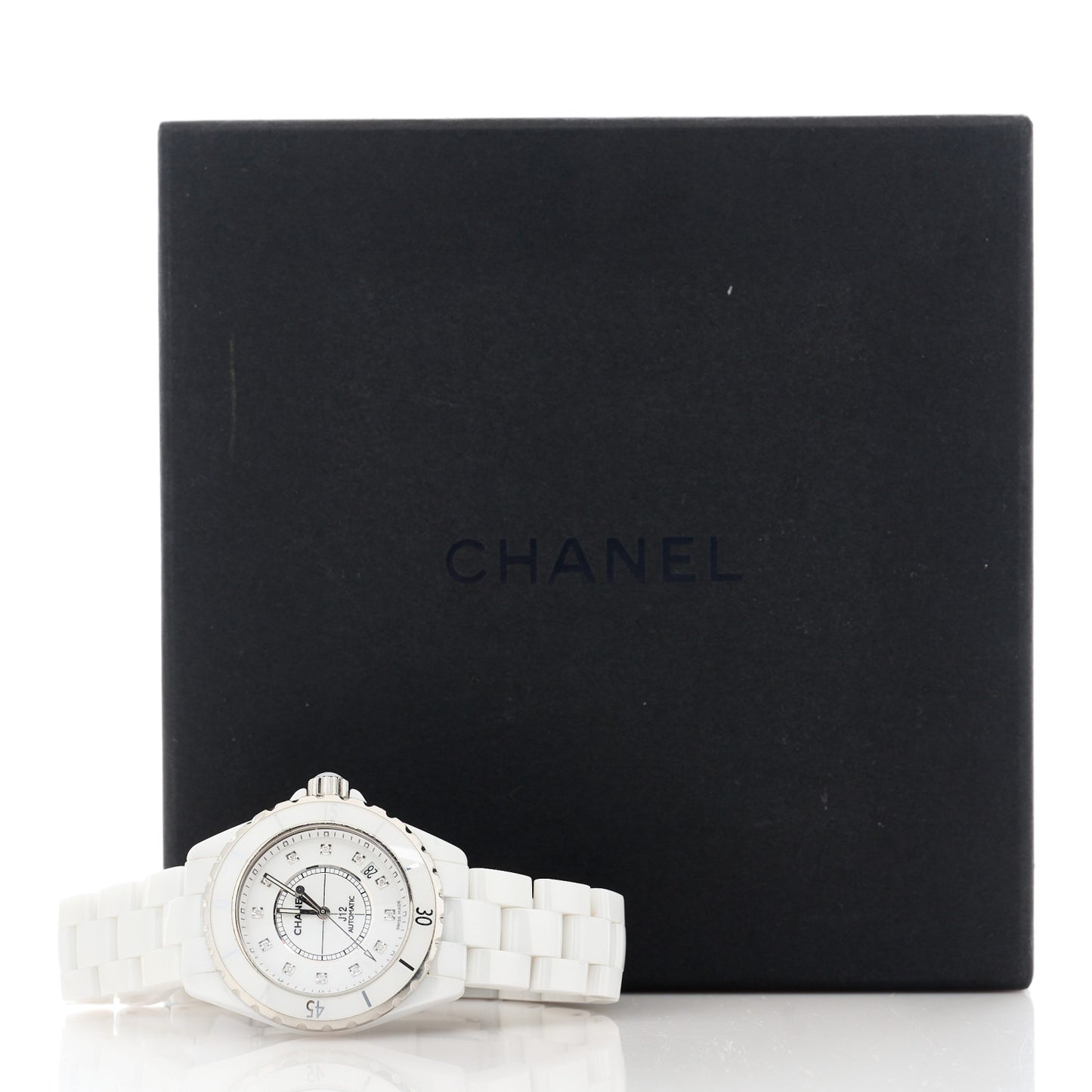 Stainless Steel Ceramic Diamond 38mm J12 Automatic Watch White
