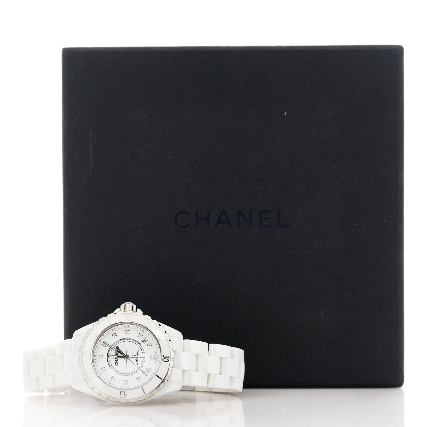 Chanel Stainless Steel Ceramic Diamond 38mm J12 Automatic Watch White 5 of 5