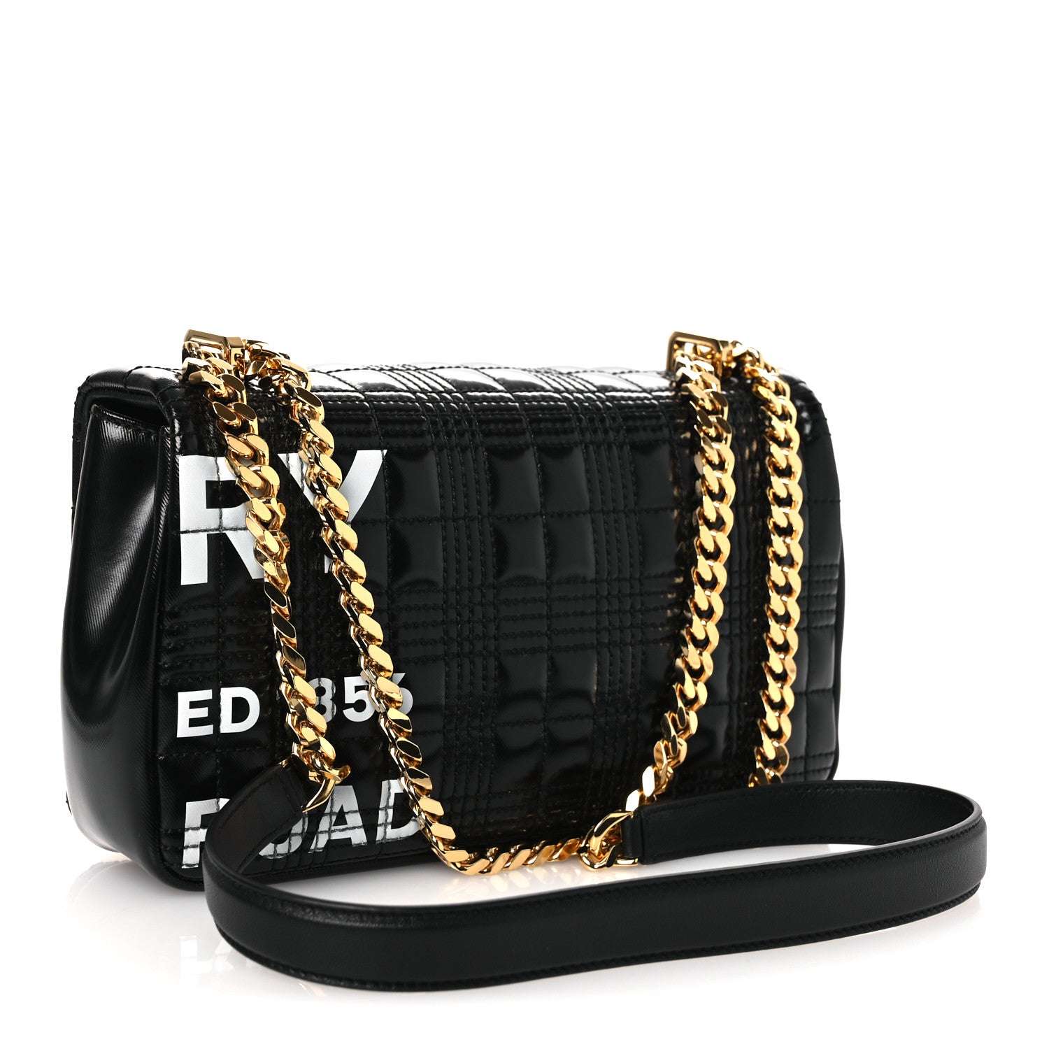 Burberry Patent Quilted Horseferry Print Small Lola Bag Black 3 of 10