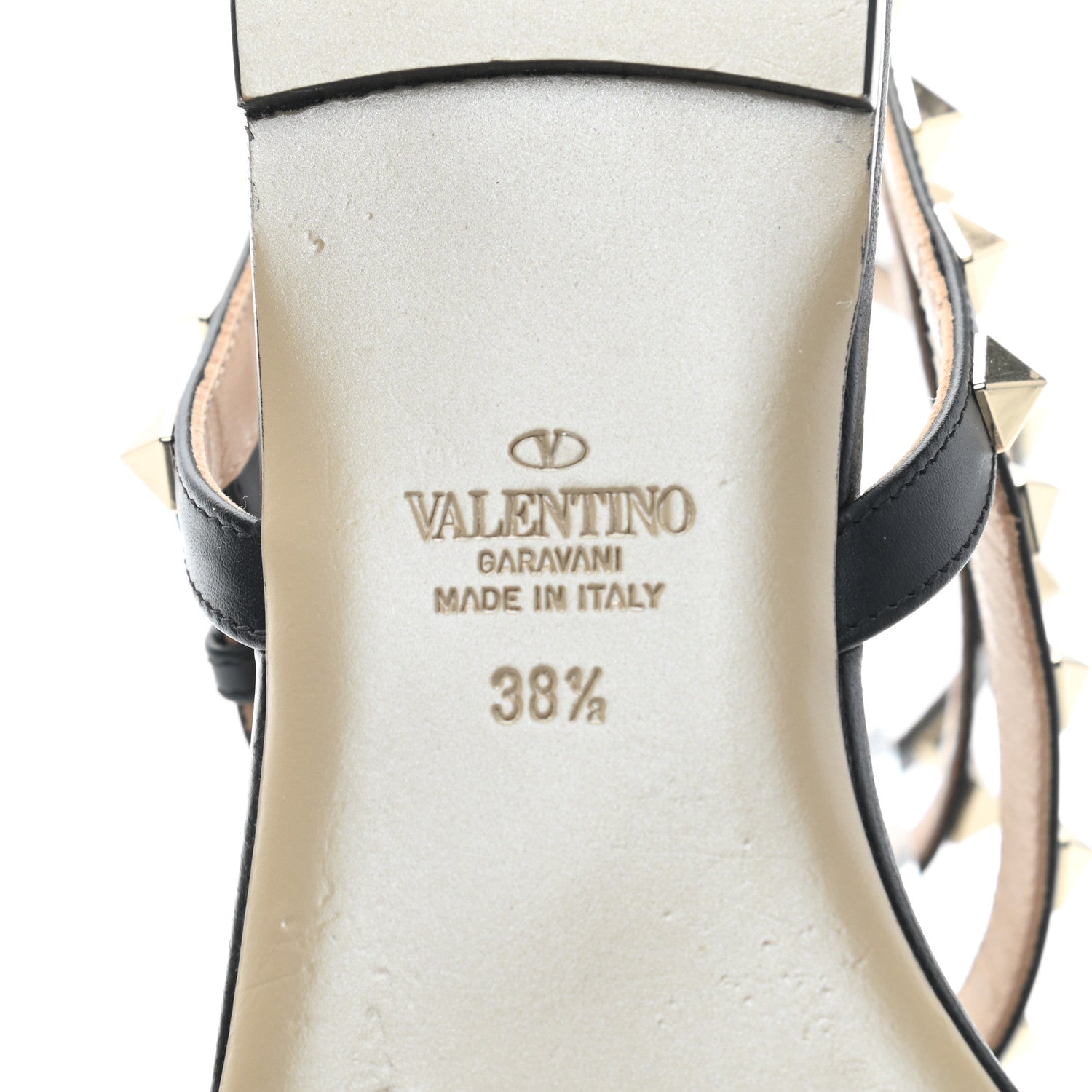 Valentino Garavani Nappa Rockstud Ankle Strap Flat Thong Sandals 38.5 Black 6 of 10