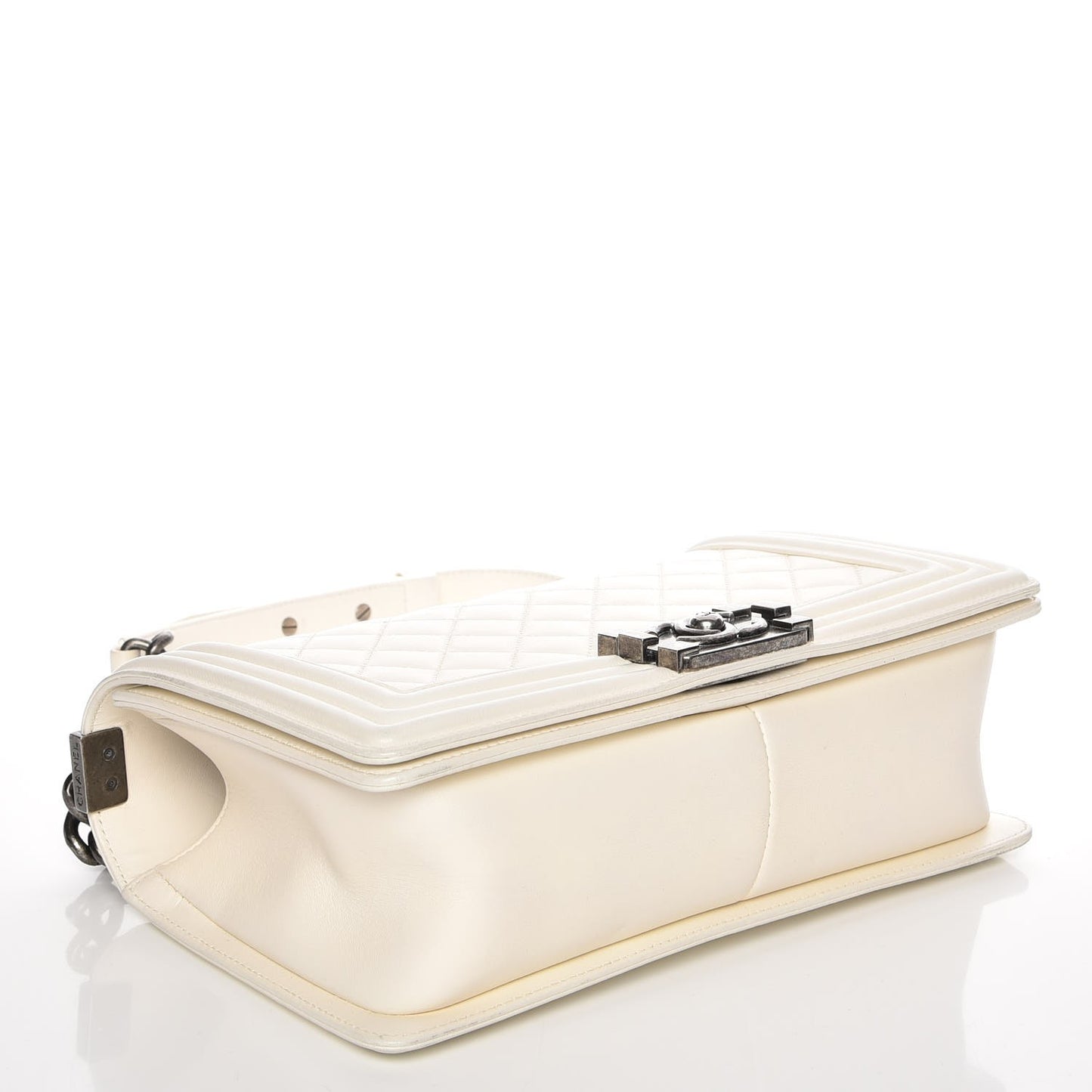 Lambskin Quilted Medium Boy Flap White