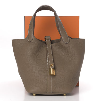 Hermes Taurillon Clemence Picotin Lock 18 PM Etoupe 11 of 11