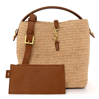 Saint Laurent Raffia Vegetable Le 37 Bucket Bag Naturel Brick 1 of 9