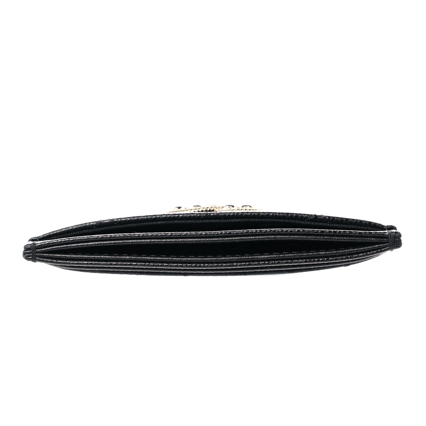 Caviar Quilted Crystal Card Holder Black