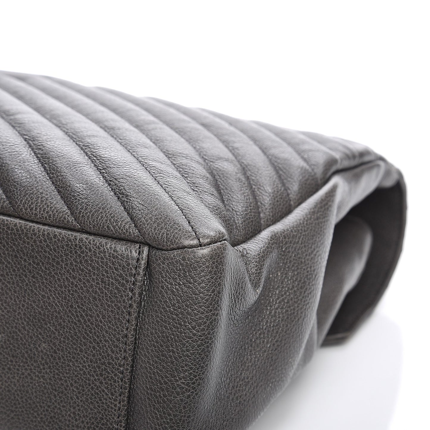 Sheepskin Matelasse Chevron Monogram Large College Satchel Grey