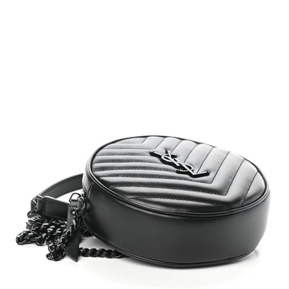 Saint Laurent Calfskin Matelasse Chevron Round Vinyle Camera Bag Black 4 of 9