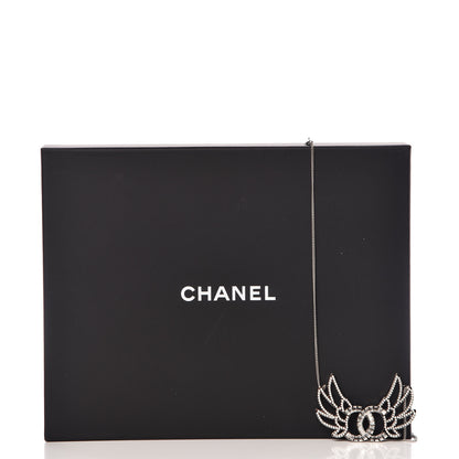 Chanel Baguette Crystal Winged CC Necklace Silver 6 of 6