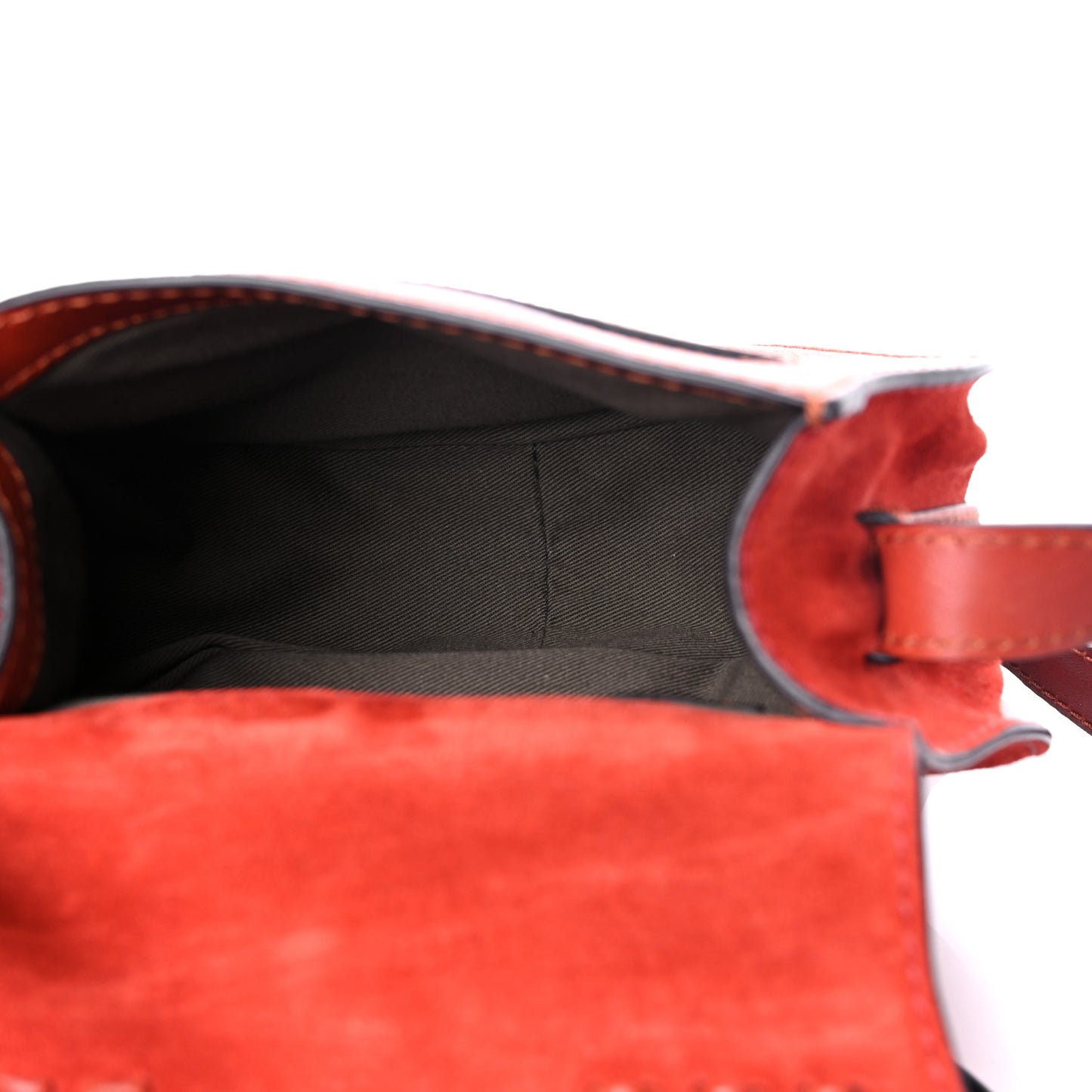 Suede Calfskin Braided Mini Marcie Round Crossbody Bag Red