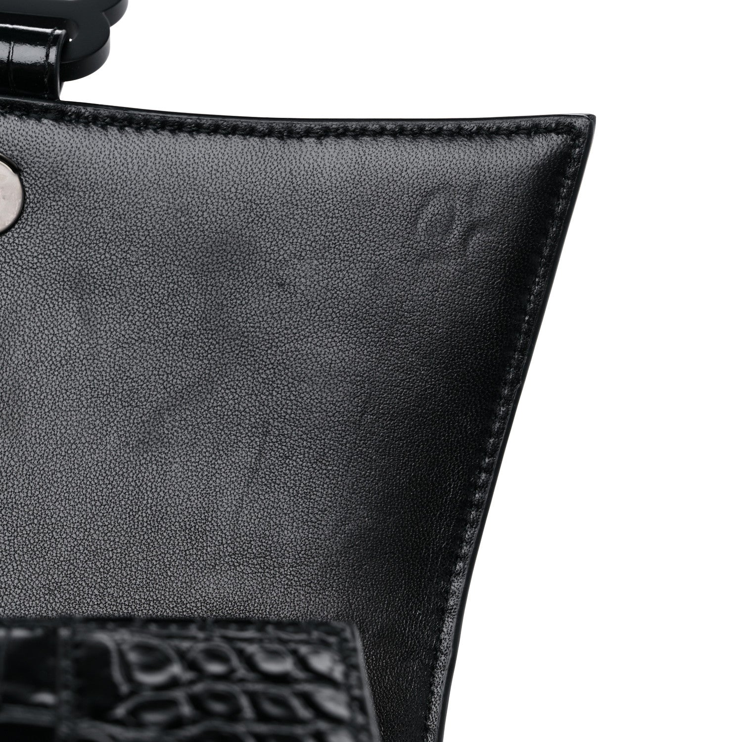 Balenciaga Shiny Calfskin Monochrome Crocodile Embossed Small Hourglass Top Handle Bag Black 11 of 12