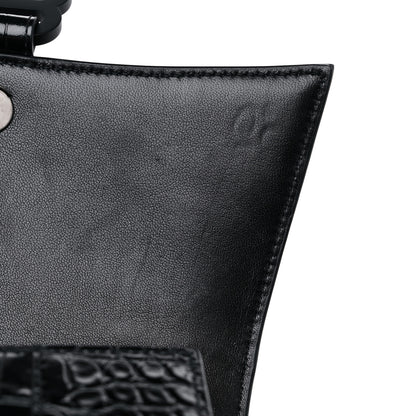 Balenciaga Shiny Calfskin Monochrome Crocodile Embossed Small Hourglass Top Handle Bag Black 11 of 12