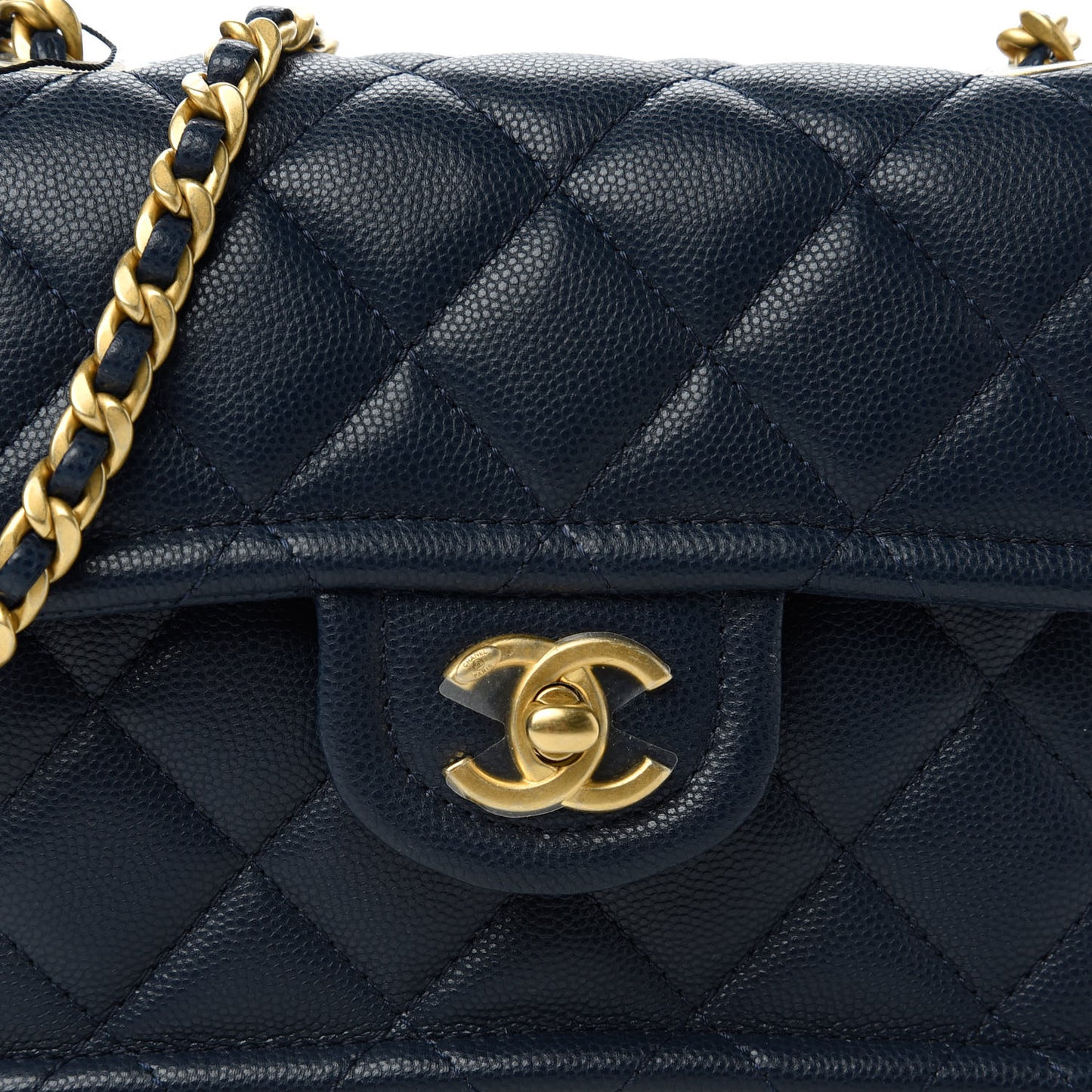 Caviar Quilted Mini Sweet Classic Flap Navy Blue