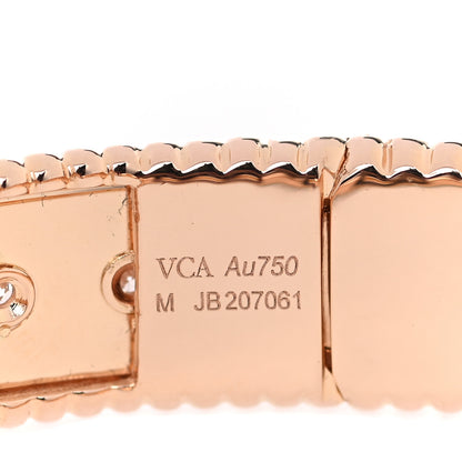 Van Cleef & Arpels 18K Rose Gold Diamond Perlee Clovers Bangle Bracelet M 6 of 7