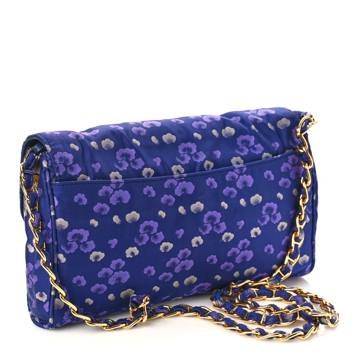 Prada Tessuto Nylon Jacquard Floral Print Shoulder Bag Bleu 2 of 8