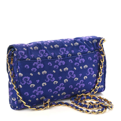 Prada Tessuto Nylon Jacquard Floral Print Shoulder Bag Bleu 2 of 8